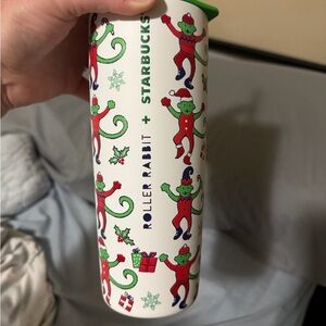 Starbucks Festive Tumbler with Roller Rabbit Design - Green and Red